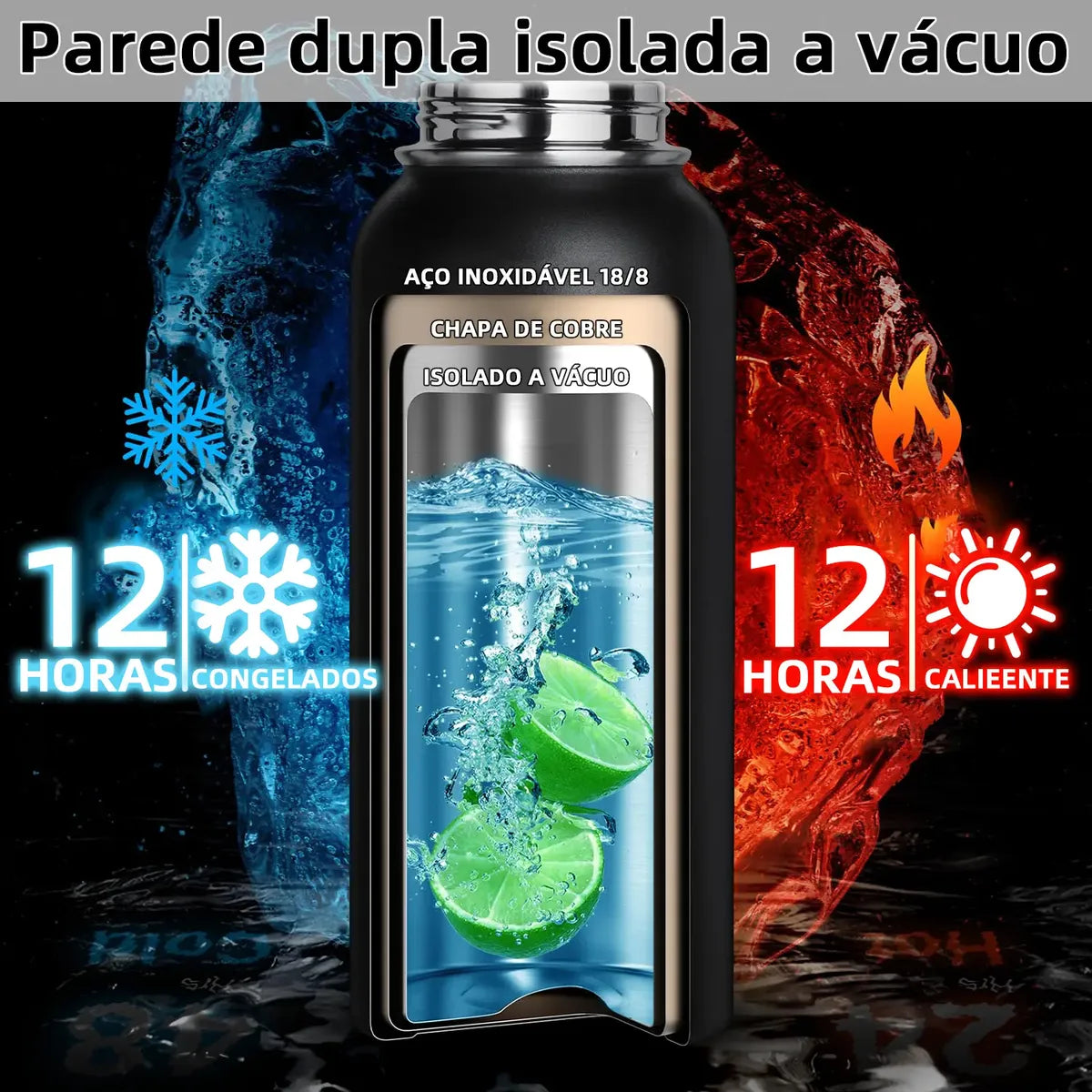Garrafa Térmica 1,2L em Aço Inox com Tampa e Alça – Quente e Frio