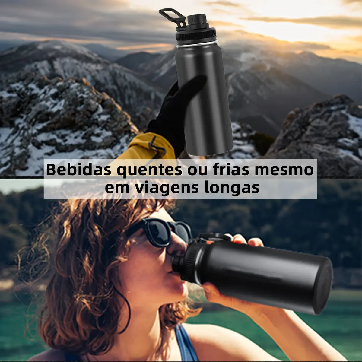 Garrafa Térmica 1,2L em Aço Inox com Tampa e Alça – Quente e Frio