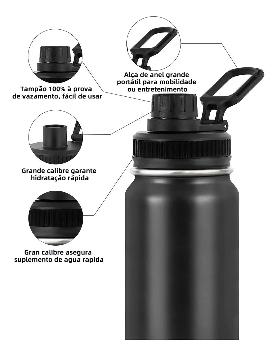Garrafa Térmica 1,2L em Aço Inox com Tampa e Alça – Quente e Frio