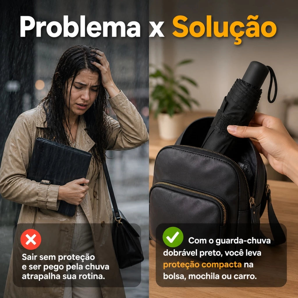 Guarda-Chuva Compacto Dobrável com Alça e Fecho em Velcro