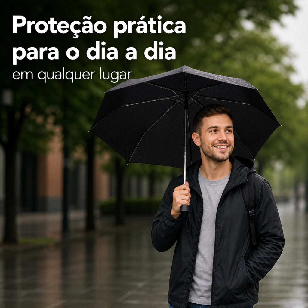 Guarda-Chuva Compacto Dobrável com Alça e Fecho em Velcro